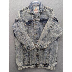 Vintage Whipp Denim Jacket Mens Medium Blue Acid Wash Trucker Bomber 80s